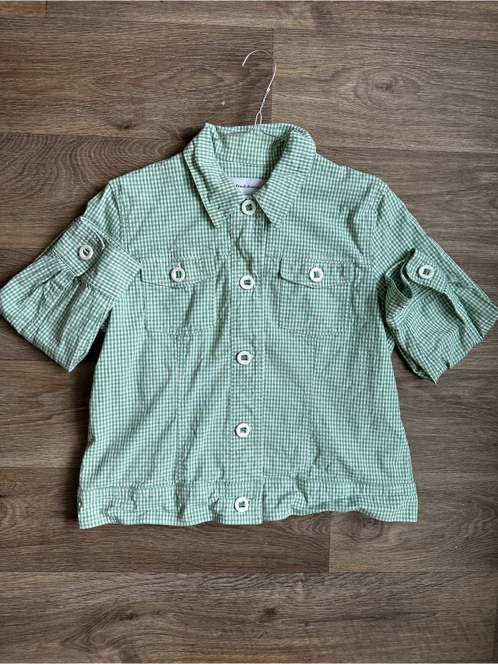 Vintage Alfred Dunner Green Gingham Jacket Women’s Size 8 Short Sleeve Button Up